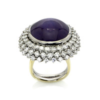 48.40 Ct. Sapphire Natural Diamond Antique Style Ring, Platinum 950 Image
