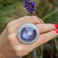 48.40 Ct. Sapphire Natural Diamond Antique Style Ring, Platinum 950 Life Style