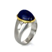 8.00 Ct. Sapphire Natural Diamond Men's Ring, 18K White & Yellow Image