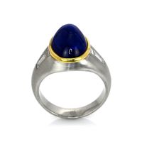 8.00 Ct. Sapphire Natural Diamond Men's Ring, 18K White & Yellow Image