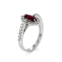 1.01 Ct. Ruby and Diamond Pave Ring, 18K White Gold Image