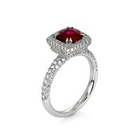 1.28 Ct. Ruby Natural Diamond Pave Ring, 18K White Gold Image