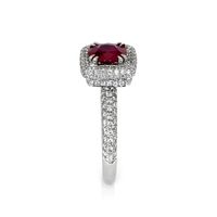 1.28 Ct. Ruby Natural Diamond Pave Ring, 18K White Gold Image