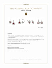 1.21 Ct.Tw. Ruby Natural Diamond Halo Earrings, 18K White Gold Appraisal