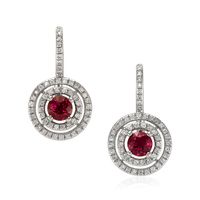 1.21 Ct.Tw. Ruby Natural Diamond Halo Earrings, 18K White Gold Video