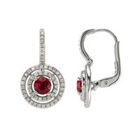 1.21 Ct.Tw. Ruby Natural Diamond Halo Earrings, 18K White Gold Image