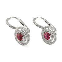1.21 Ct.Tw. Ruby Natural Diamond Halo Earrings, 18K White Gold Image