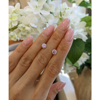 0.38&nbsp;Ct.Tw.Total Carat Weight Pink Sapphire and Natural Diamond Pave Earrings, 18K White Gold Life Style