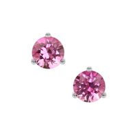 0.80 Ct.Tw. Pink Sapphire Studs Earrings, 14K White Gold Video