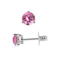 0.80 Ct.Tw. Pink Sapphire Studs Earrings, 14K White Gold Image