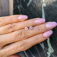 0.80&nbsp;Ct.Tw.Total Carat Weight Pink Sapphire Studs Earrings, 14K White Gold Life Style