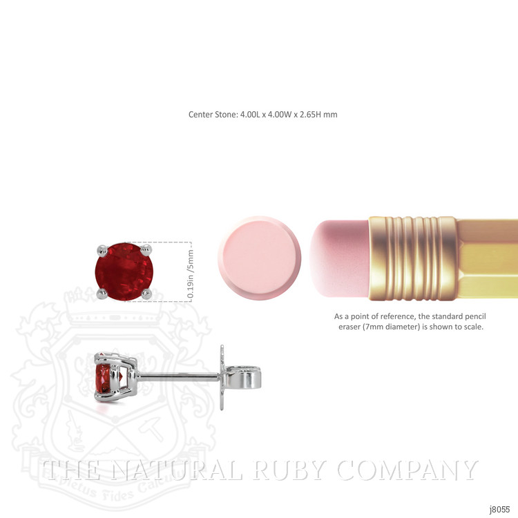 0.65 Ct.Tw. Ruby Studs Earrings, 14K White Gold