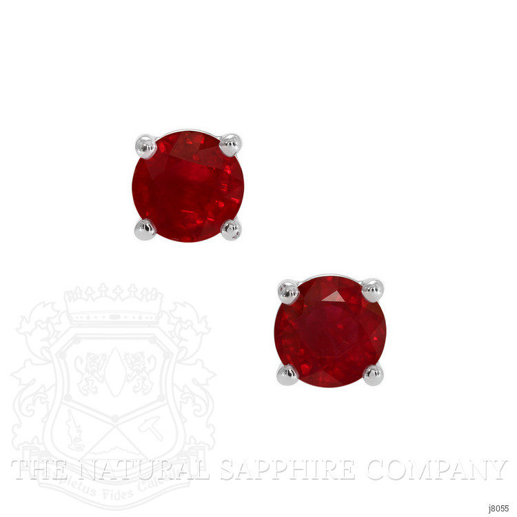 0.65 Ct.Tw. Ruby Studs Earrings, 14K White Gold