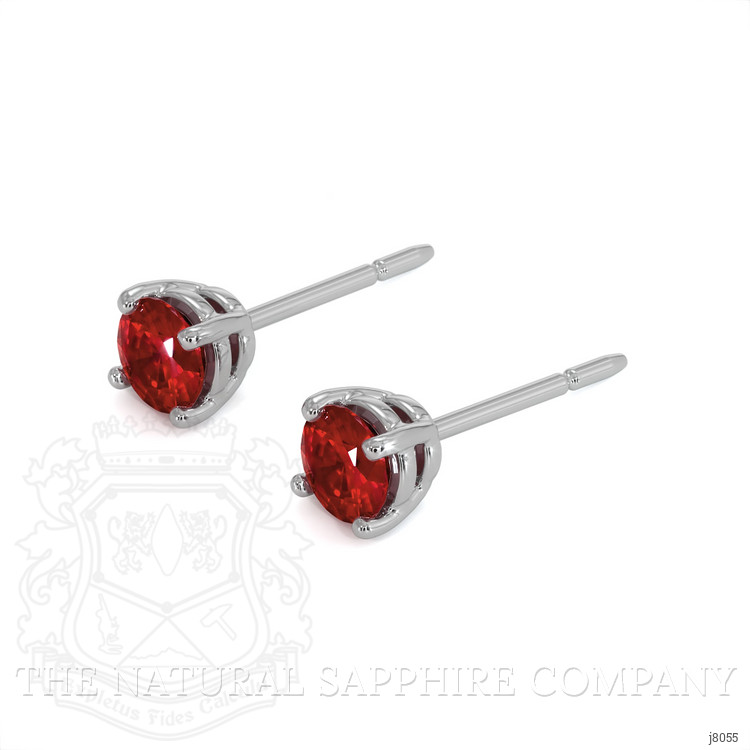 0.65 Ct.Tw. Ruby Studs Earrings, 14K White Gold