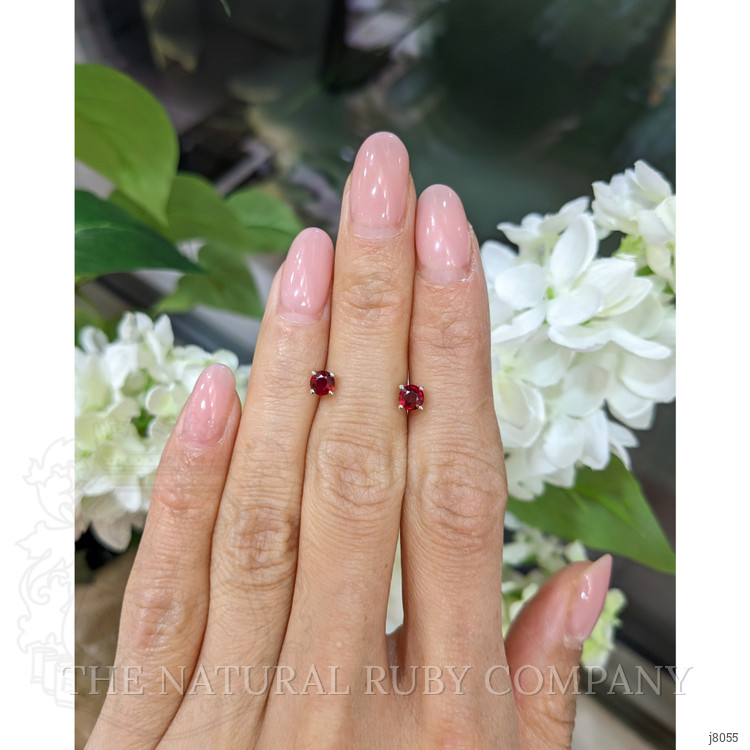 0.65 Ct.Tw. Ruby Studs Earrings, 14K White Gold