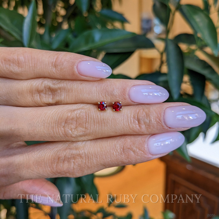 0.65 Ct.Tw. Ruby Studs Earrings, 14K Yellow Gold