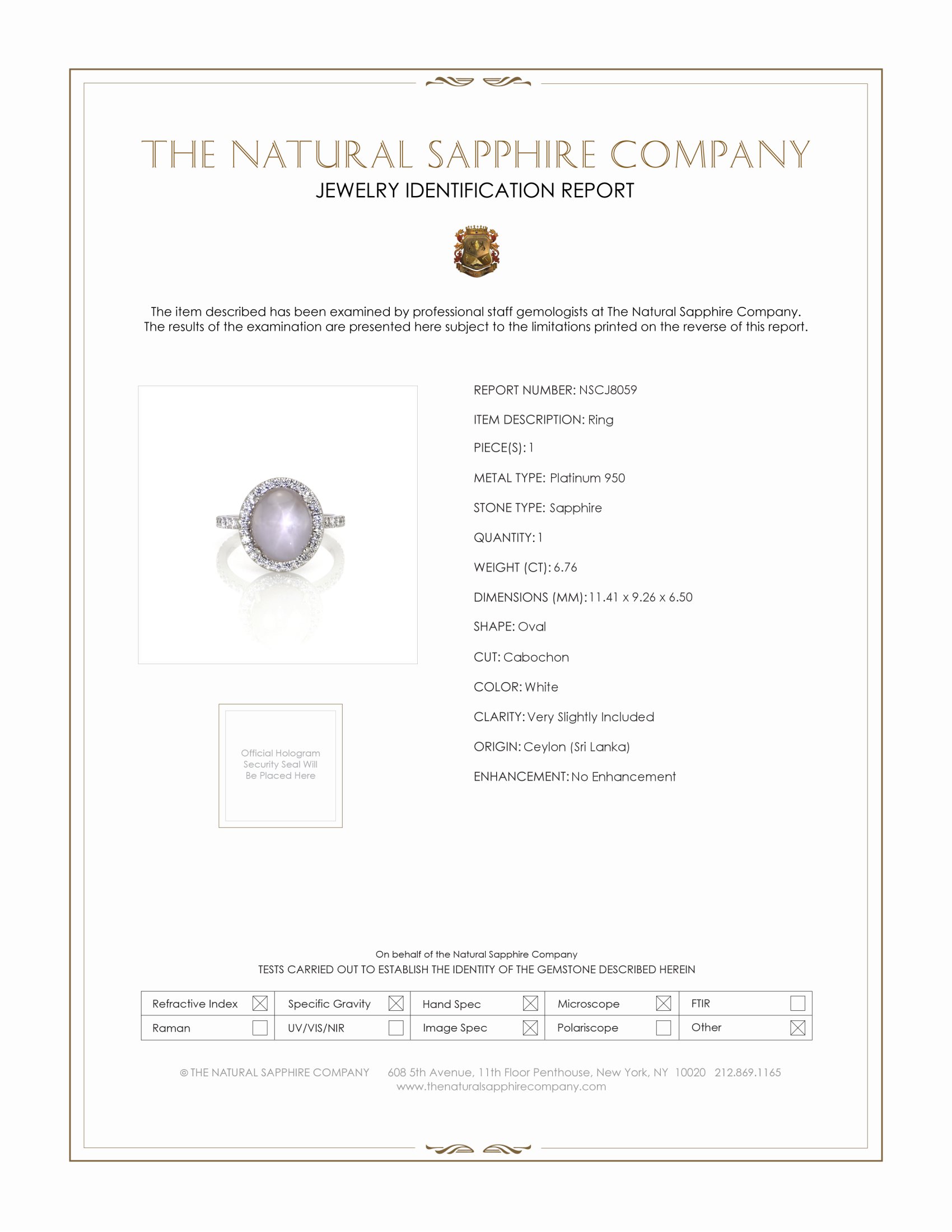 6.76 Ct. White Sapphire Pave Ring, Platinum 950