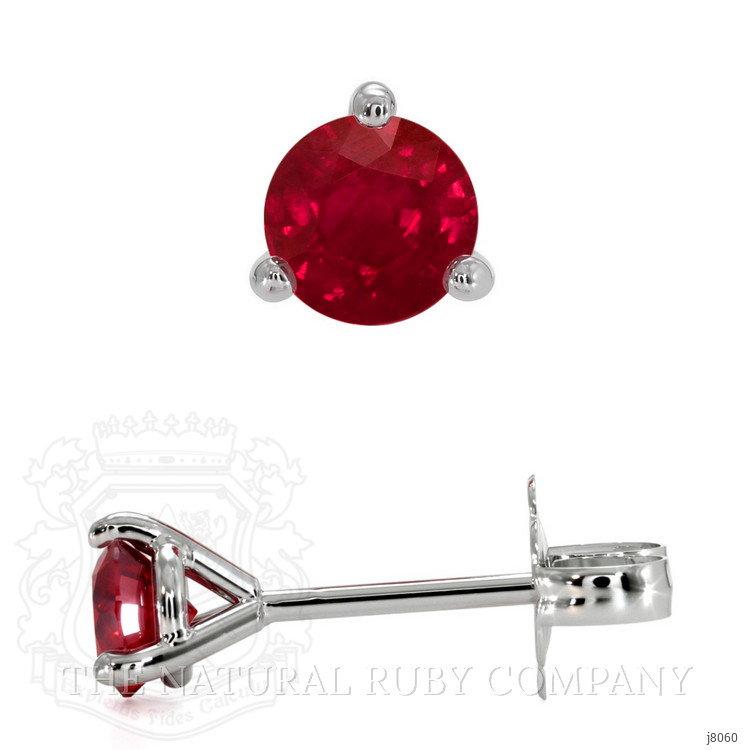 0.65 Ct.Tw. Ruby Studs Earrings, 14K White Gold