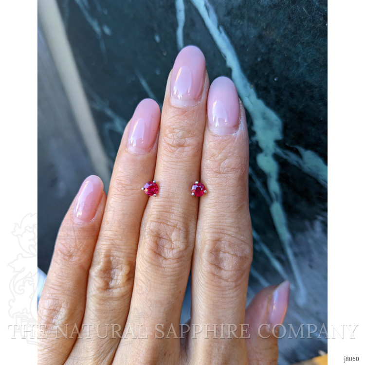 0.65 Ct.Tw. Ruby Studs Earrings, 14K White Gold