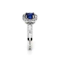 0.80 Ct. Sapphire Natural Diamond Pave Ring, 18K White Gold Image