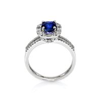 0.80 Ct. Sapphire Natural Diamond Pave Ring, 18K White Gold Image
