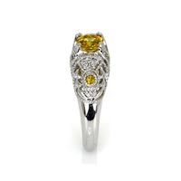 1.11 Ct. Yellow Sapphire and Natural Diamond Antique Style Ring, 14K White Gold Image