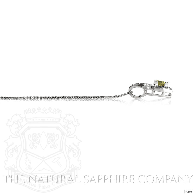 1.01 Ct. Green Sapphire and Natural Diamond Antique Style Pendant, 14K White Gold