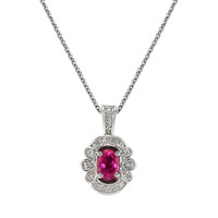 0.80 Ct. Sapphire Natural Diamond Antique Style Pendant, 14K White Gold Video