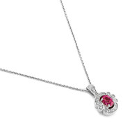0.80 Ct. Sapphire Natural Diamond Antique Style Pendant, 14K White Gold Image