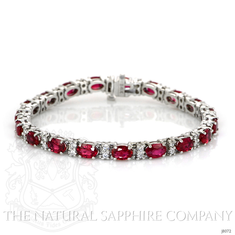 11.85 Ct.Tw. Ruby Natural Diamond Tennis/Line Bracelet, 14K White Gold