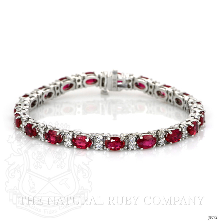 11.85 Ct.Tw. Ruby Natural Diamond Tennis/Line Bracelet, 14K White Gold