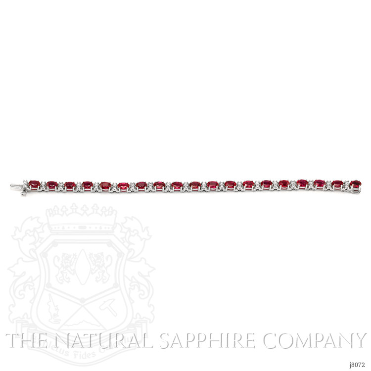 11.85 Ct.Tw. Ruby Natural Diamond Tennis/Line Bracelet, 14K White Gold