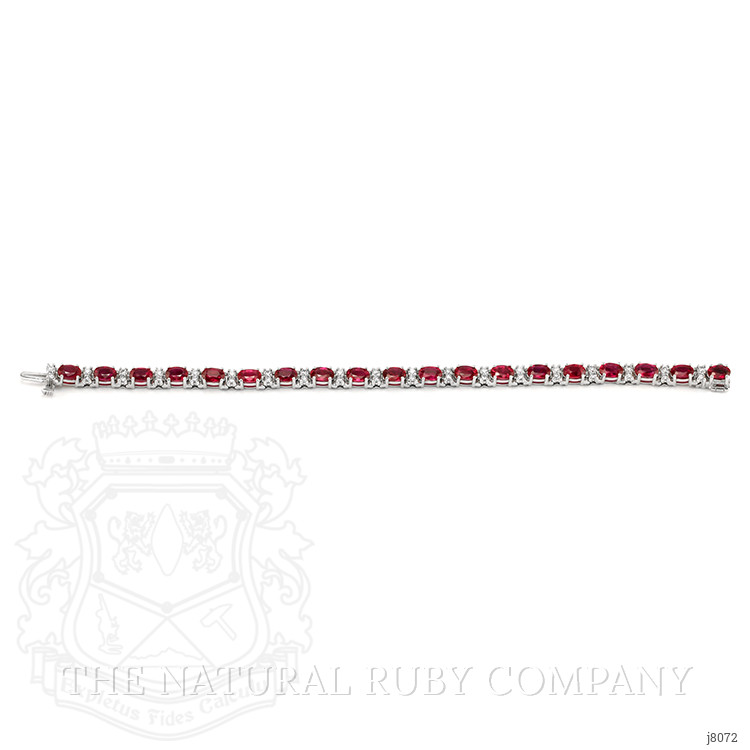 11.85 Ct.Tw. Ruby Natural Diamond Tennis/Line Bracelet, 14K White Gold