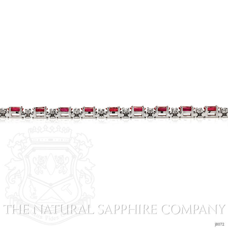 11.85 Ct.Tw. Ruby Natural Diamond Tennis/Line Bracelet, 14K White Gold