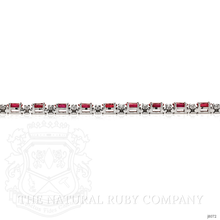 11.85 Ct.Tw. Ruby Natural Diamond Tennis/Line Bracelet, 14K White Gold