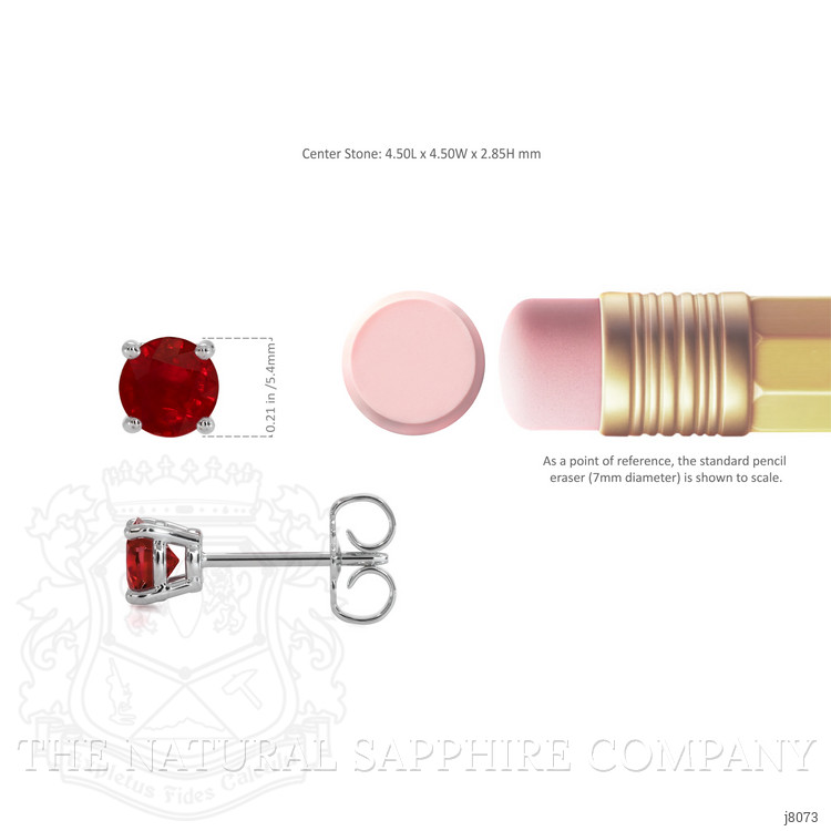 0.95 Ct.Tw. Ruby Studs Earrings, 14K White Gold