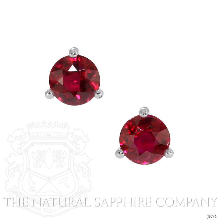 0.95 Ct.Tw. Ruby Studs Earrings, 14K White Gold