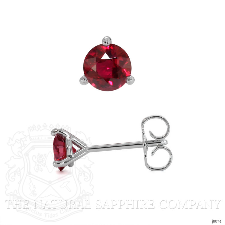 0.95 Ct.Tw. Ruby Studs Earrings, 14K White Gold