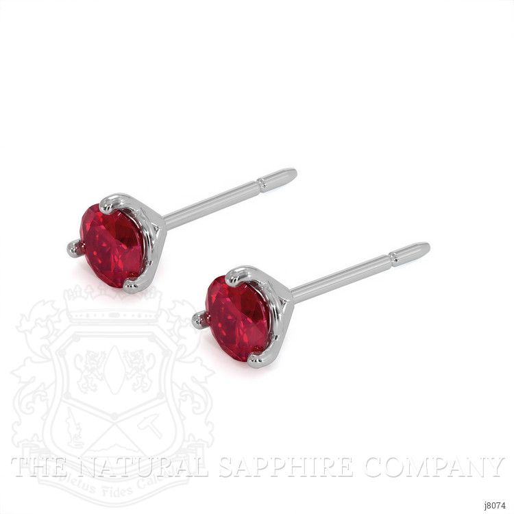 0.95 Ct.Tw. Ruby Studs Earrings, 14K White Gold