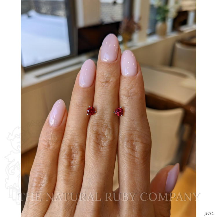 0.95 Ct.Tw. Ruby Studs Earrings, 14K White Gold