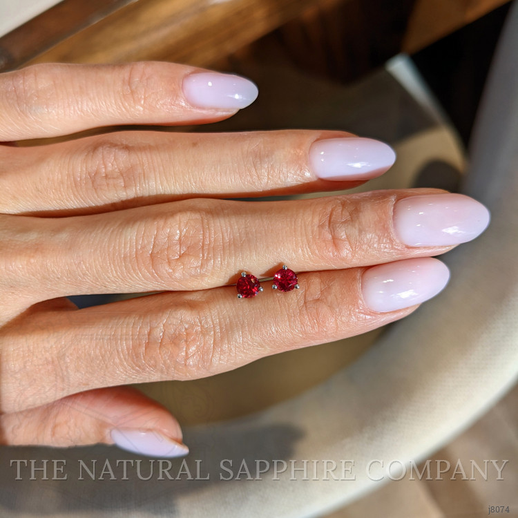 0.95 Ct.Tw. Ruby Studs Earrings, 14K White Gold