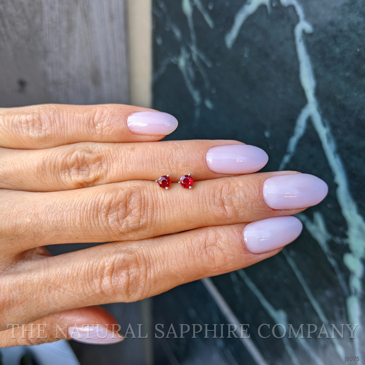 0.40 Ct.Tw. Ruby Studs Earrings, 14K White Gold