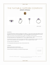 1.41 Ct. Purple Sapphire and Natural Diamond Three Stone Ring, Platinum 950 Appraisal