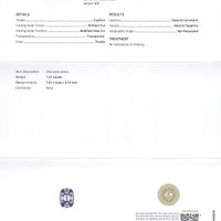 1.41 Ct. Purple Sapphire and Natural Diamond Three Stone Ring, Platinum 950 Scan Report