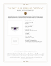 1.41 Ct. Purple Sapphire and Natural Diamond Three Stone Ring, Platinum 950 Scan Report