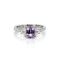 1.41 Ct. Purple Sapphire and Natural Diamond Three Stone Ring, Platinum 950 Video