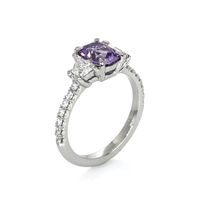 1.41 Ct. Purple Sapphire and Natural Diamond Three Stone Ring, Platinum 950 Image