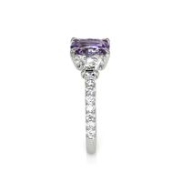 1.41 Ct. Purple Sapphire and Natural Diamond Three Stone Ring, Platinum 950 Image