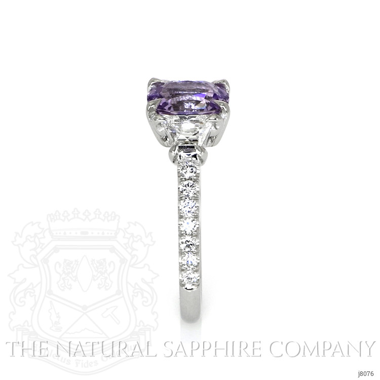 1.41 Ct. Purple Sapphire and Natural Diamond Three Stone Ring, Platinum 950