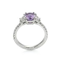1.41 Ct. Purple Sapphire and Natural Diamond Three Stone Ring, Platinum 950 Image